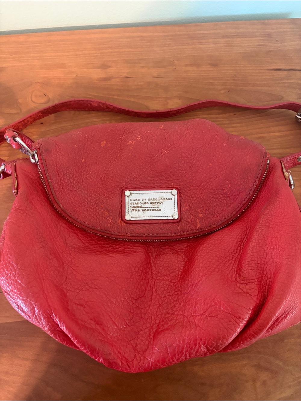 Marc by Marc Jacobs Red Leather Shoulder Bag with Flap